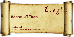Becse Ákos névjegykártya